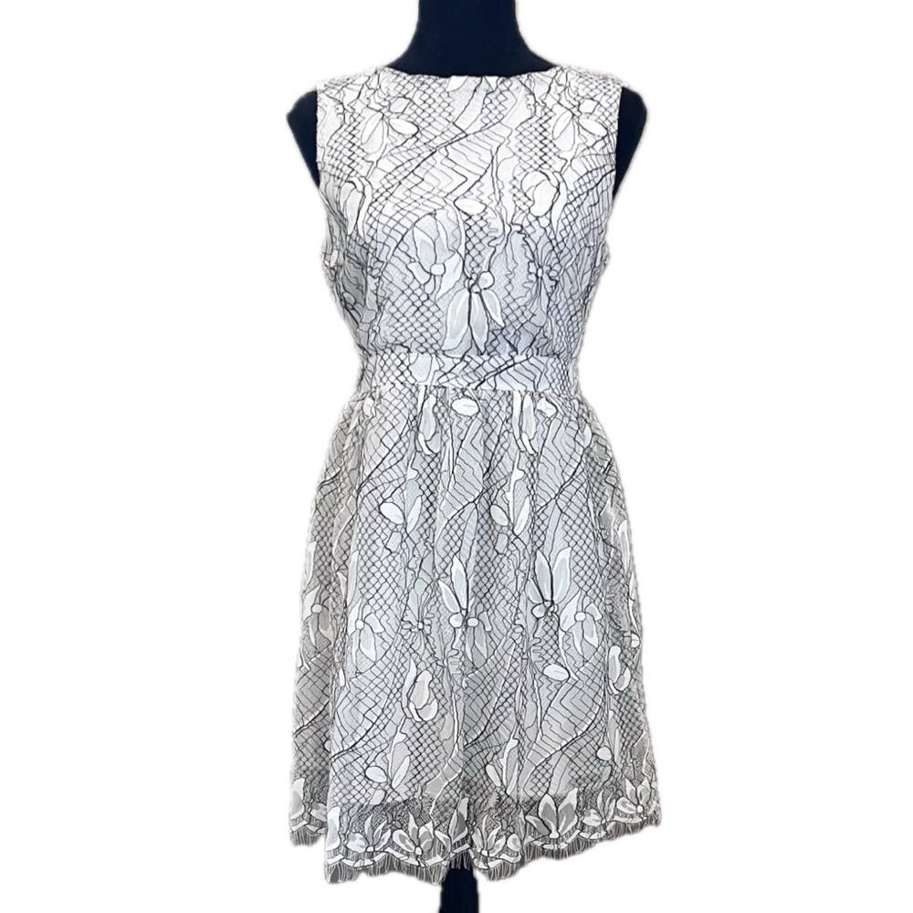 ALYTHEA by Francesca’s Ivory & Black Lace Cocktail Dress Fit & Flare NWT Size M